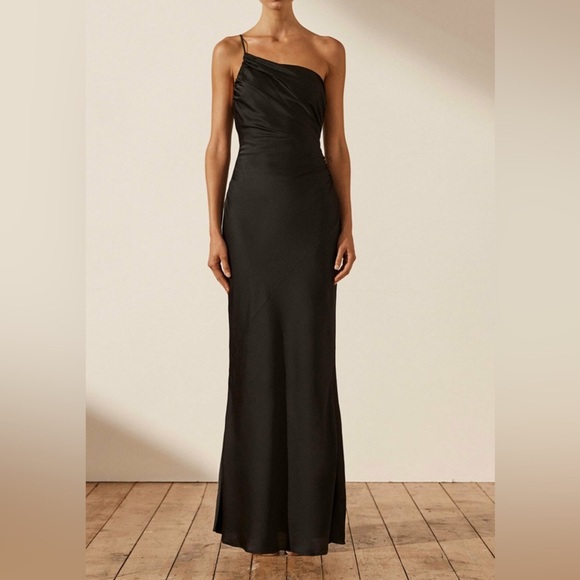 Shona Joy Luxe One Shoulder Asymmetrical Gathered Maxi Dress Bridesmaid Revolve - Picture 3 of 6